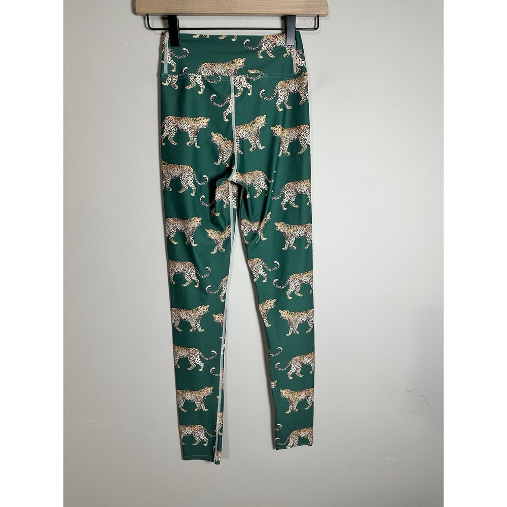 Katie Kime Leopard Print Leggings Forest Green Size XS - Rare EUC - Picture 3 of 5